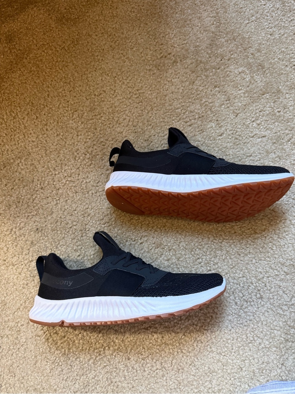 Saucony Black Knit Athletic Shoes with White Midsole and Gum Outsole